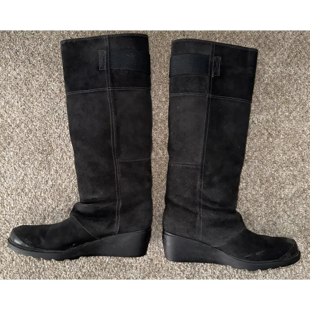 Sorel Toronto Wedge Black Oiled Suede Tall Boot Waterproof Casual - size 7.5